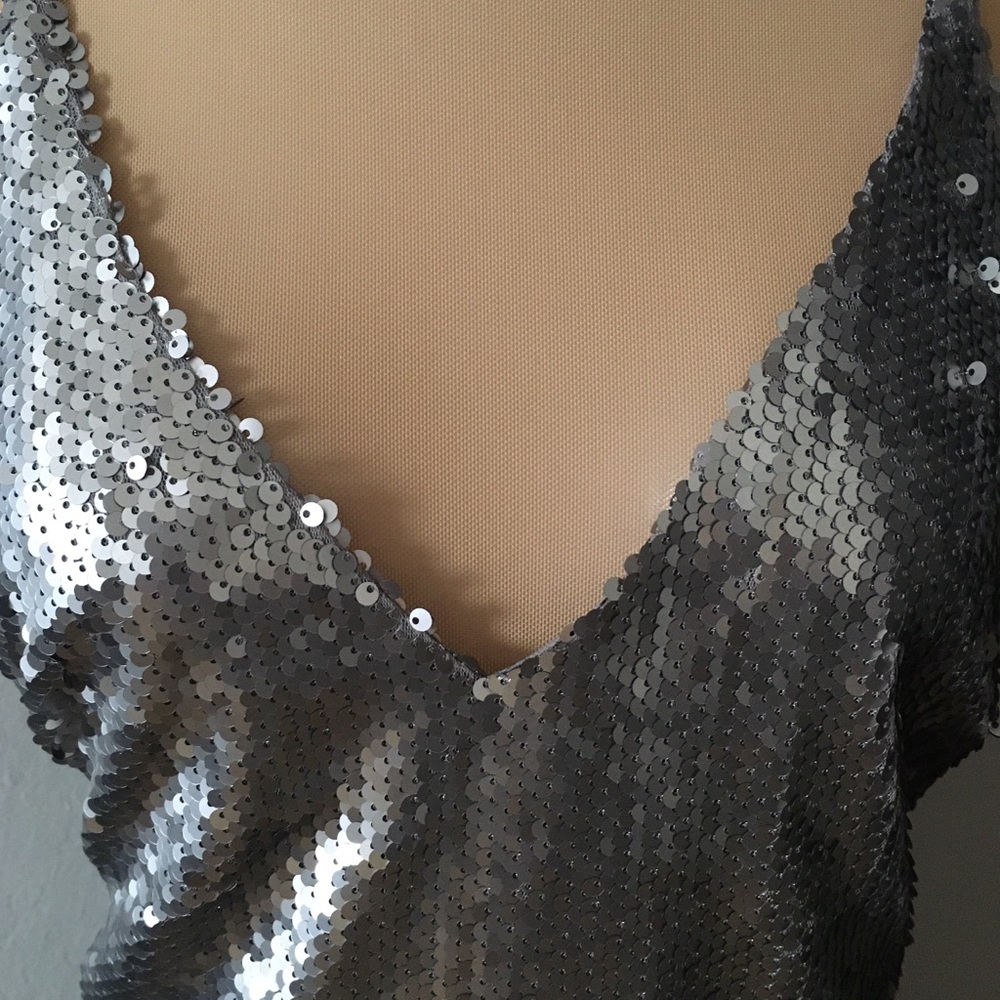 Silver Sequin Mini Dress - Picture 2 of 4